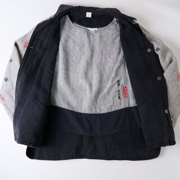 Wildroot Womens L Reversible Linen Silk Jacket & Top Set Lagenlook Embroidered - Picture 5 of 16